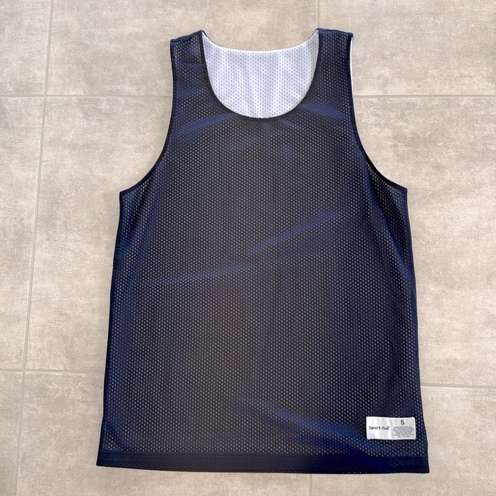 NEW Sport -Tek Navy Blue / White Reversible Polyester Mesh Athletic Pinny-Size S